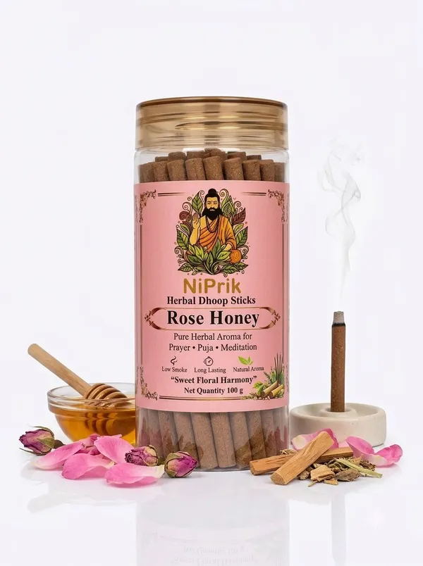 Niprik_Rose_Honey_Herbal_Dhoop_Sticks_100G_For_Puja_-_Pack_Of_3