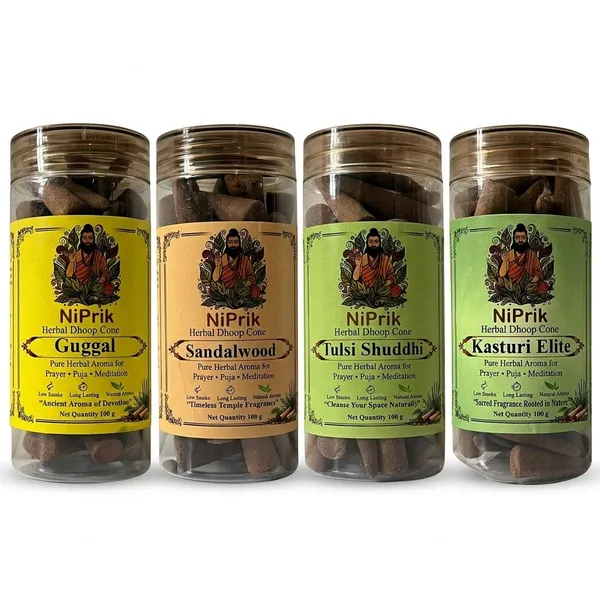 Niprik_Herbal_Dhoop_Cones_4-Fragrance_Variety_Set_For_Puja