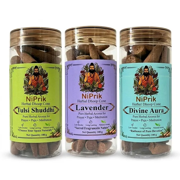 Niprik_Tulsi_Lavender_Divine_Aura_Herbal_Dhoop_Cones_Set_Of_3