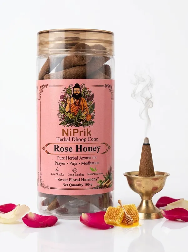 Niprik_Rose_Honey_Herbal_Dhoop_Cones_100G_For_Puja_-_Pack_Of_3