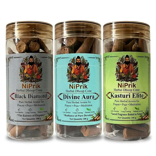 Niprik_Black_Diamond_Divine_Aura_Kasturi_Herbal_Dhoop_Cones_Set_Of_3