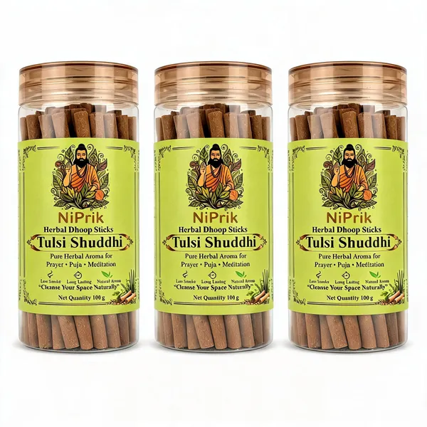 Niprik_Tulsi_Shuddhi_Herbal_Dhoop_Sticks_100G_For_Puja_-_Pack_Of_3
