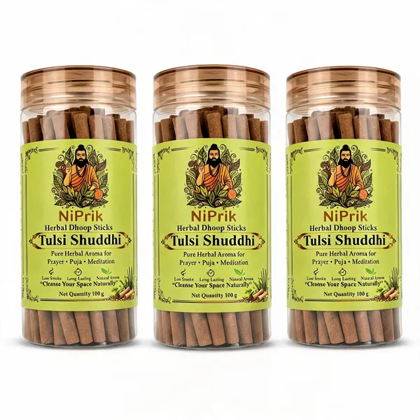 Niprik_Tulsi_Shuddhi_Herbal_Dhoop_Sticks_100G_For_Puja_-_Pack_Of_3