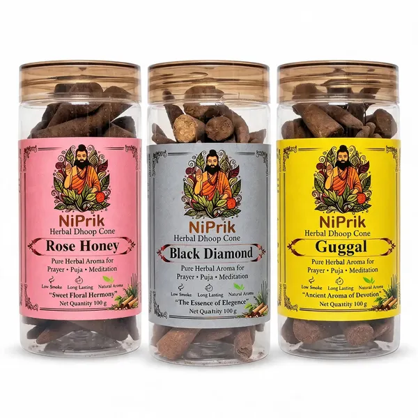 Niprik_Rose_Honey_Black_Diamond_Guggul_Herbal_Dhoop_Cones_Set_Of_3