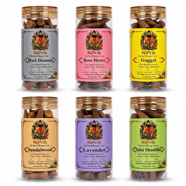 Niprik_Herbal_Dhoop_Cones_6-Fragrance_Set_For_Puja_&_Meditation