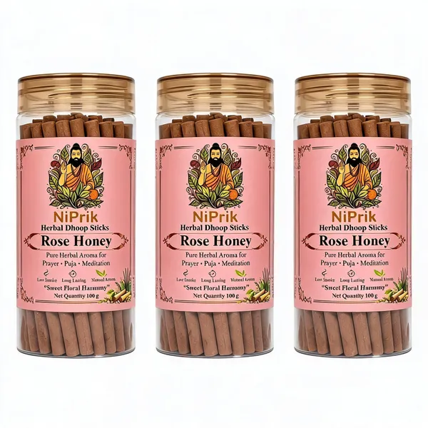 Niprik_Rose_Honey_Herbal_Dhoop_Sticks_100G_For_Puja_-_Pack_Of_3