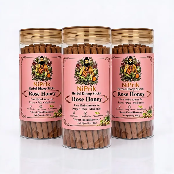 Niprik_Rose_Honey_Herbal_Dhoop_Sticks_100G_For_Puja_-_Pack_Of_3