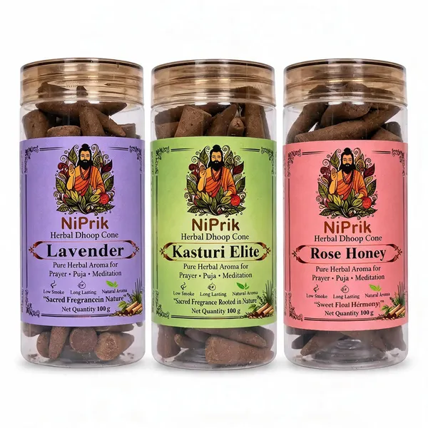 Niprik_Lavender_Kasturi_Rose_Honey_Herbal_Dhoop_Cones_Set_Of_3