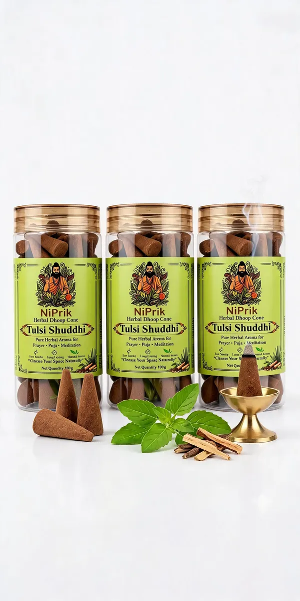 Niprik_Tulsi_Shuddhi_Herbal_Dhoop_Cones_For_Puja_-_Pack_Of_3