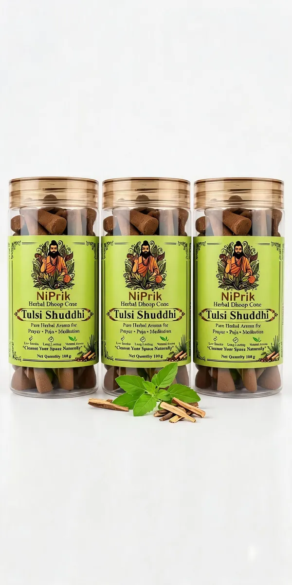 Niprik_Tulsi_Shuddhi_Herbal_Dhoop_Cones_For_Puja_-_Pack_Of_3