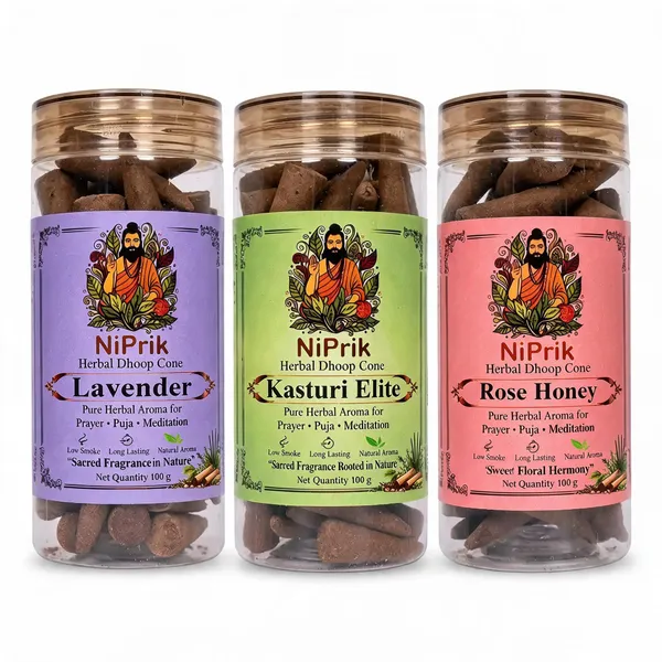Niprik_Lavender_Kasturi_Elite_Rose_Honey_Herbal_Dhoop_Cones_Set_Of_3