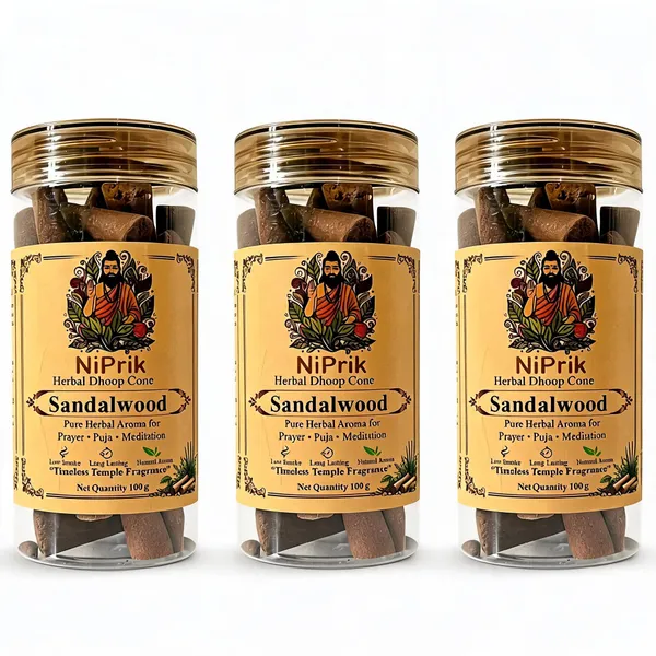 Niprik_Sandalwood_Herbal_Dhoop_Cones_100G_For_Puja_-_Pack_Of_3