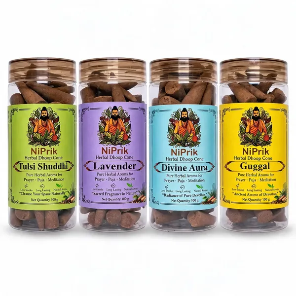 Niprik_Tulsi_Lavender_Guggul_Divine_Aura_Herbal_Dhoop_Cones_Set_Of_4