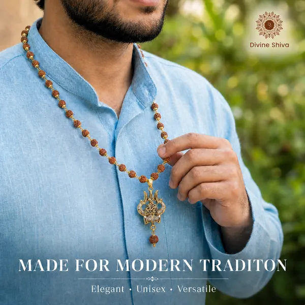 5_Mukhi_Golden_Cap_Rudraksha_Mala_with_Pendant_(44+1_Beads)