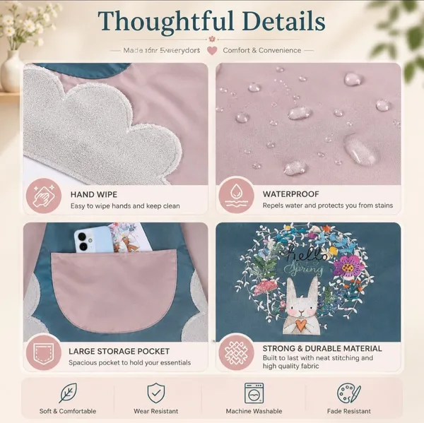 Waterproof_Floral_Print_Kitchen_Apron