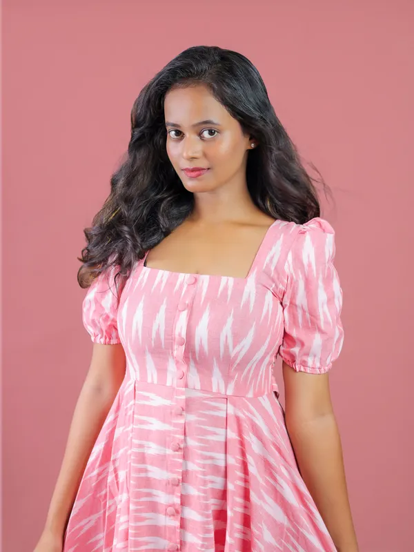 Pink_Printed_Puff_Sleeve_Dress_for_Women
