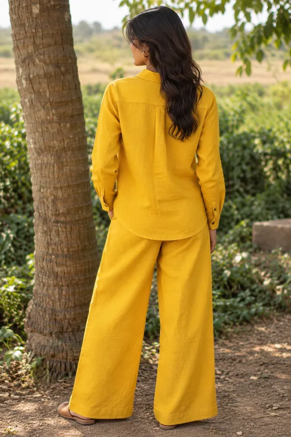 Yellow_Relaxed_Fit_Shirt_And_Pants_Co_Ord_Set_for_Women