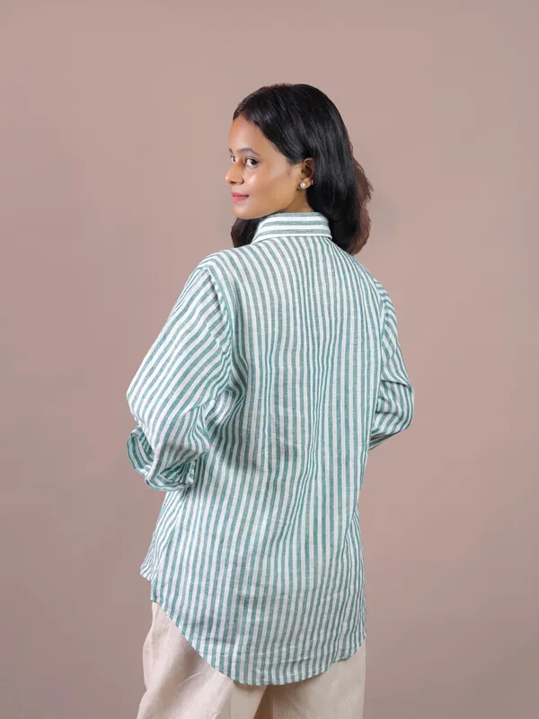Green_Striped_Relaxed_Fit_Shirt_for_Women