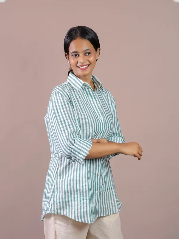 Green_Striped_Relaxed_Fit_Shirt_for_Women