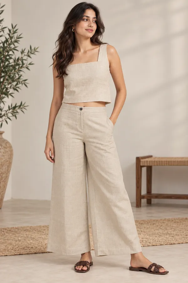 Beige_Textured_Wide_Leg_Co-Ord_Set_for_Women