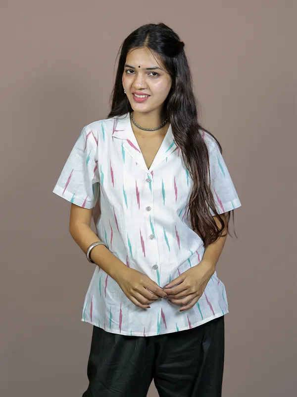 Ikkat_Ease_–_Pure_Cotton_Half_Shirt_for_Women