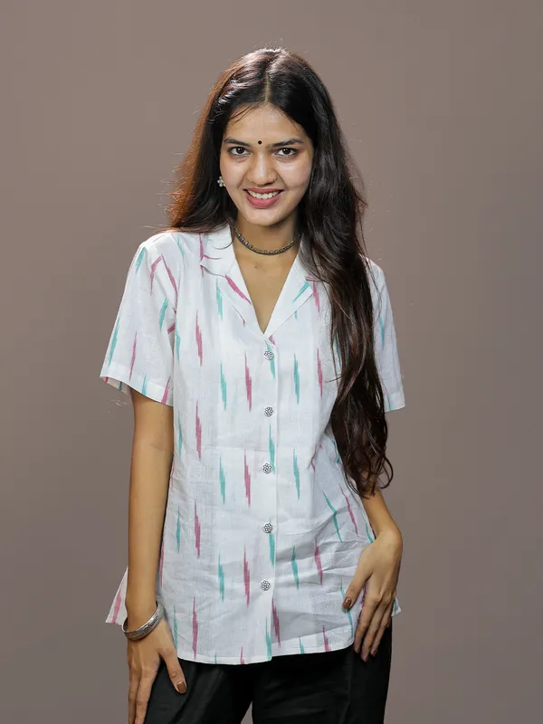 Ikkat_Ease_–_Pure_Cotton_Half_Shirt_for_Women