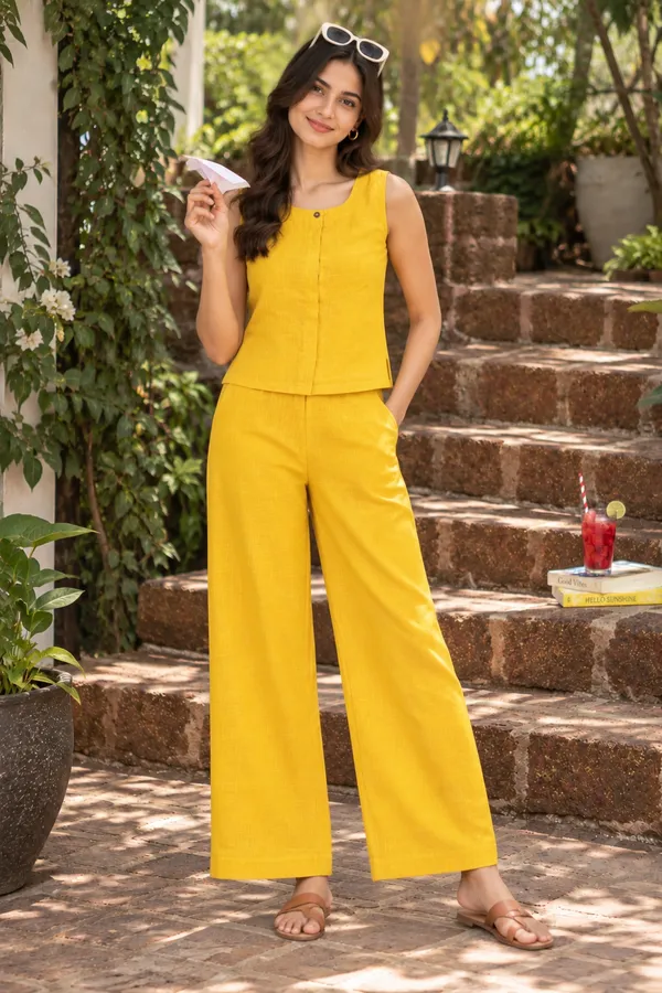 Yellow_Sleeveless_Wide_Leg_Co-Ord_Set_for_Women