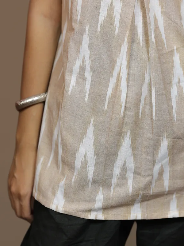 Mitti_Muse_–_Beige_Ikkat_Cotton_Dress_|_Anukauseya