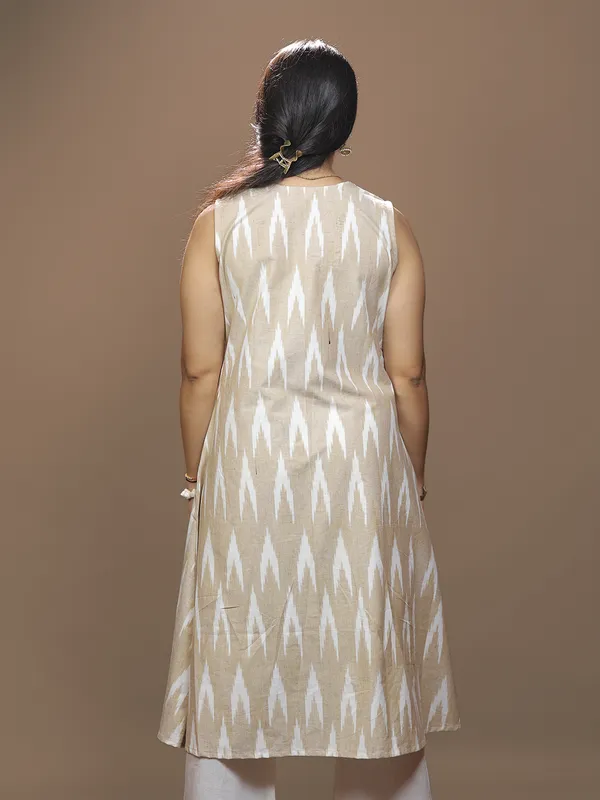 Mitti_Muse_–_Beige_Ikkat_Cotton_Dress_|_Anukauseya