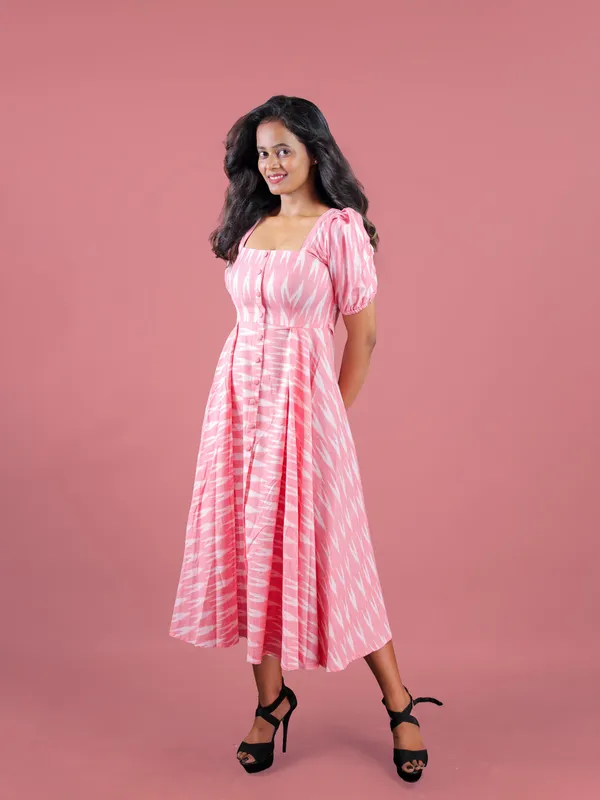 Pink_Printed_Puff_Sleeve_Dress_for_Women