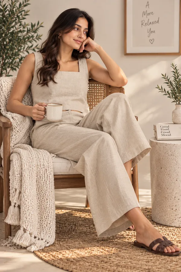 Beige_Textured_Wide_Leg_Co-Ord_Set_for_Women