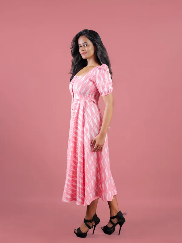 Pink_Printed_Puff_Sleeve_Dress_for_Women