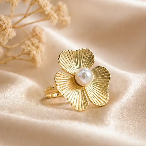 Gold_Tone_Floral_Pearl_Ring_For_Women