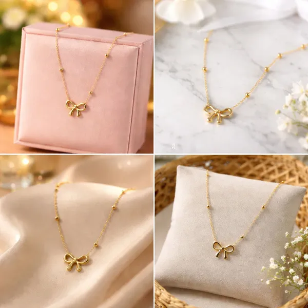 Gold_Alloy_Bow_Pendant_Beaded_Chain_Necklace_For_Women