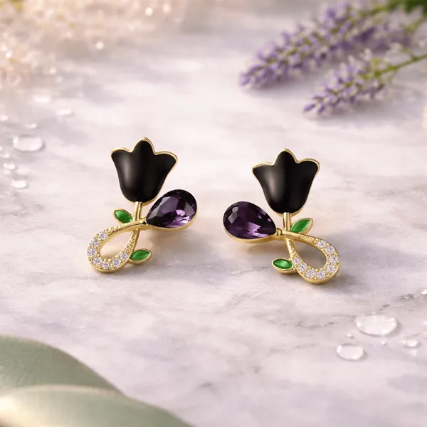 Gold_Alloy_Floral_Enamel_Drop_Earrings_For_Women