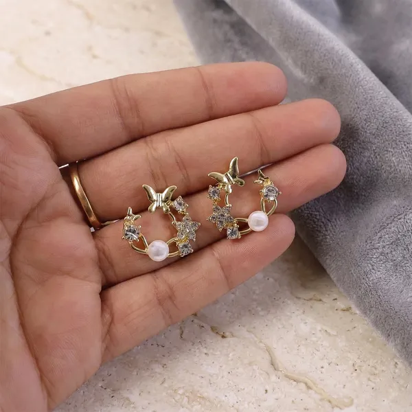 Gold_Alloy_Butterfly_Pearl_Crystal_Earrings_For_Women