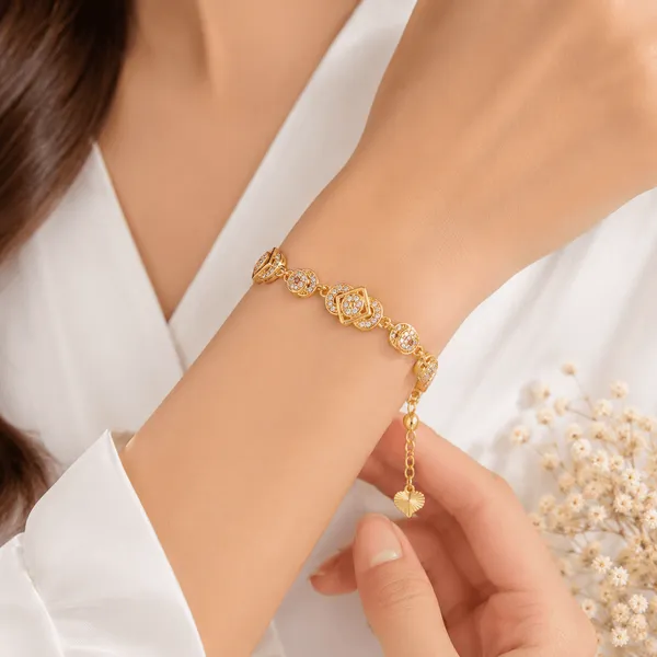 Gold_Alloy_Stone-Embellished_Charm_Bracelet_For_Women