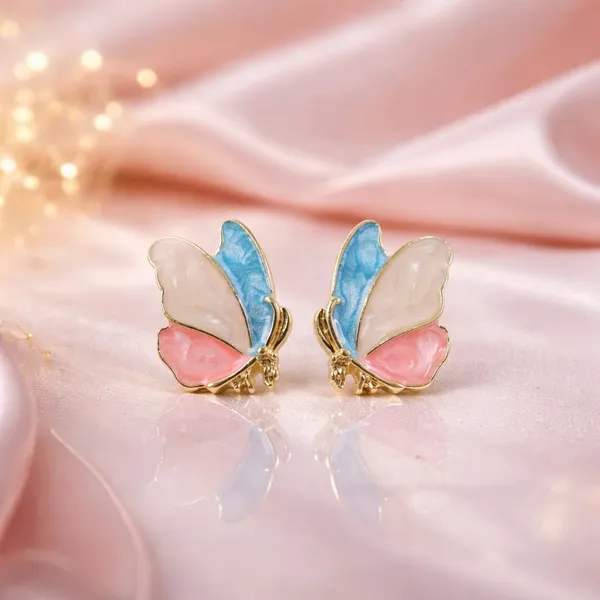 Gold_Multicolor_Alloy_Butterfly_Stud_Earrings_For_Women