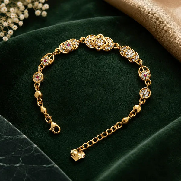 Gold_Alloy_Stone-Embellished_Charm_Bracelet_For_Women