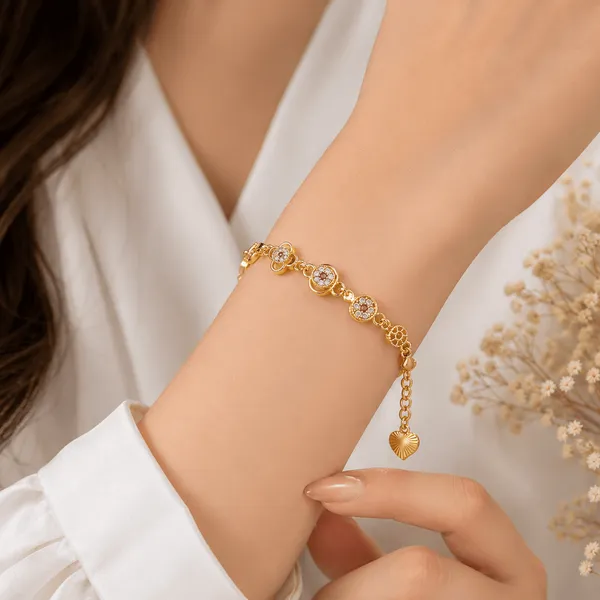 Gold_Alloy_Floral_Charm_Bracelet_For_Women