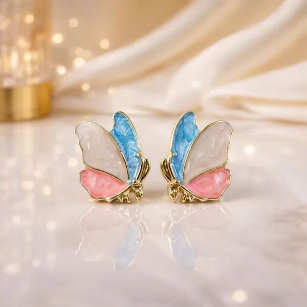 Gold_Multicolor_Alloy_Butterfly_Stud_Earrings_For_Women