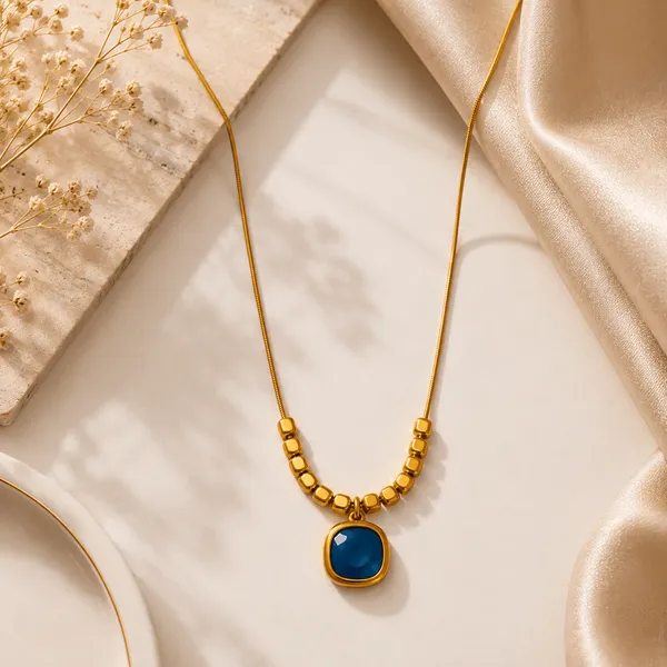 Gold_Alloy_Beaded_Blue_Pendant_Necklace_For_Women