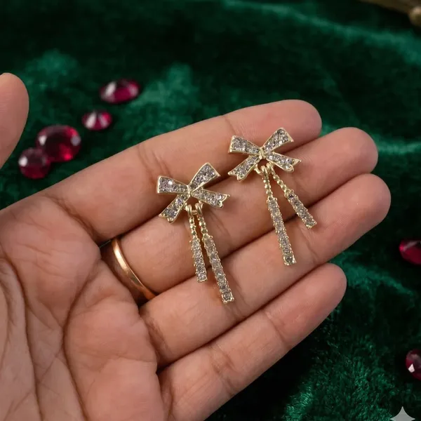 Gold_Alloy_Bow_Drop_Earrings_For_Women