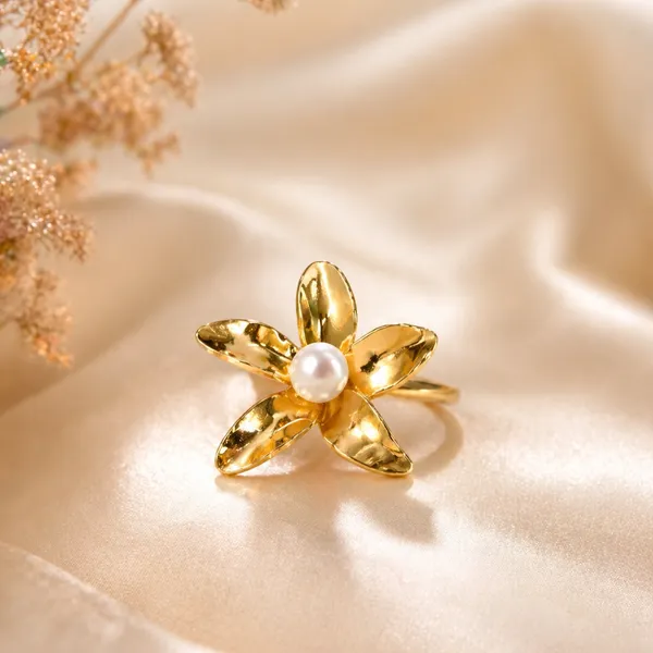 Gold_Tone_Floral_Pearl_Ring_For_Women