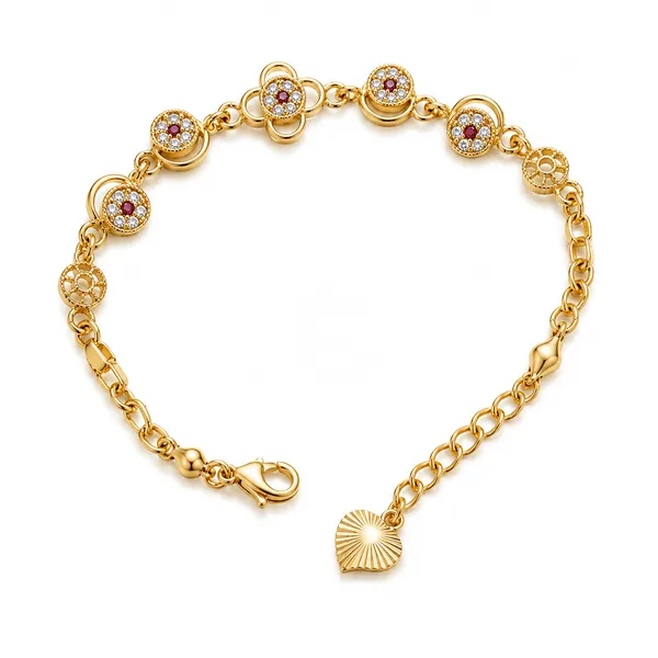 Gold_Alloy_Floral_Charm_Bracelet_For_Women