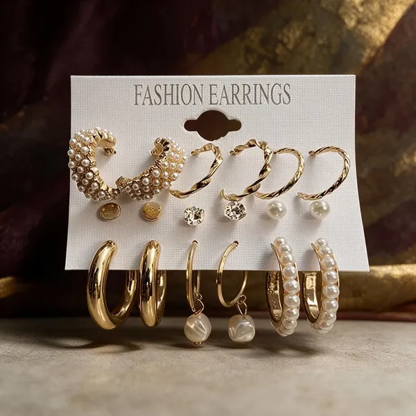 Gold_Tone_Pearl_Hoop_Earrings_Set_For_Women