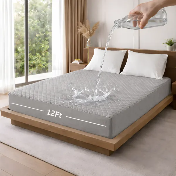 Cotton_Quilted_Solid_Grey_King_Size_Mattress_Protector