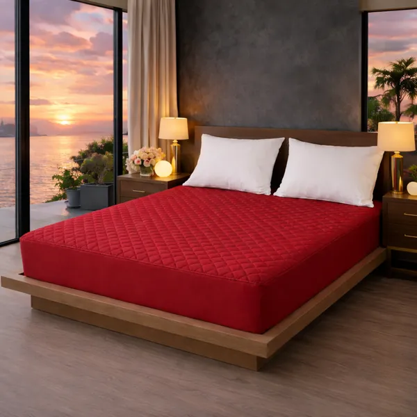 Cotton_Quilted_Solid_Maroon_King_Size_Mattress_Protector