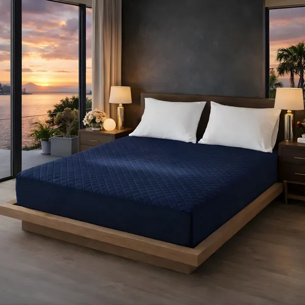 Cotton_Quilted_Solid_Navy_Blue_King_Size_Mattress_Protector