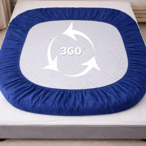 Cotton_Waterproof_Solid_Navy_Blue_King_Size_Mattress_Protector